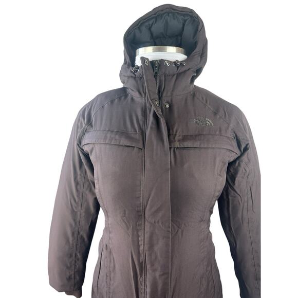 The North Face Parka Coat HyVent Goose Down Hooded Brown Winter Women’s Small - Picture 4 of 16